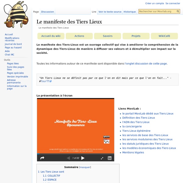 Le manifeste des Tiers Lieux