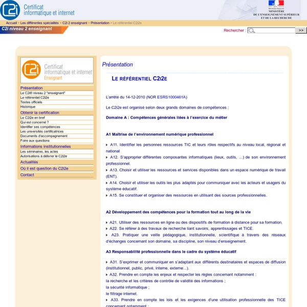 Le référentiel C2i2e - Portail C2i