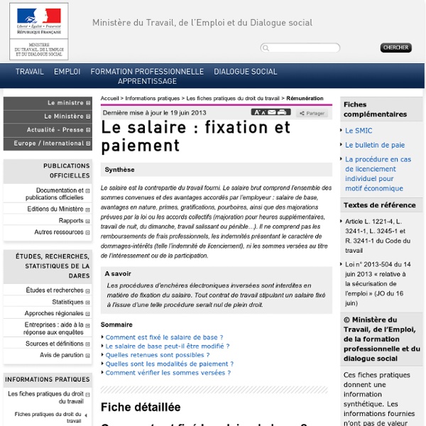 Le salaire : fixation et paiement