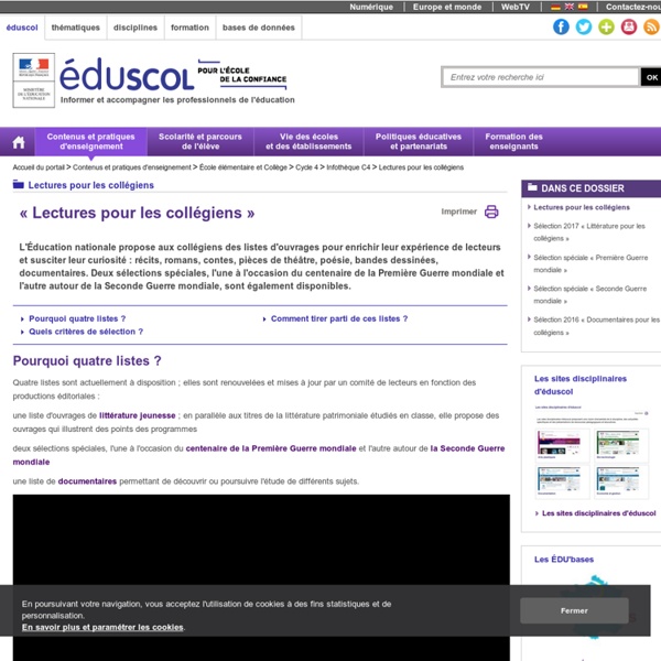Lectures pour les collégiens - Lectures pour les collégiens