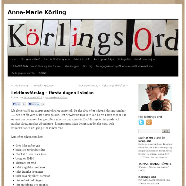 Lektionsförslag – första dagen i skolan
