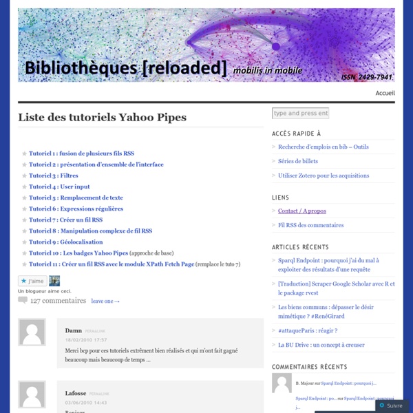 Liste des tutoriels Yahoo Pipes