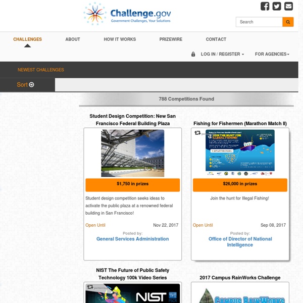The central platform for crowdsourcing US Government challenges, contests, competitions and open innovation prizes