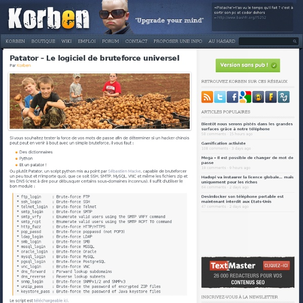 Patator – Le logiciel de bruteforce universel