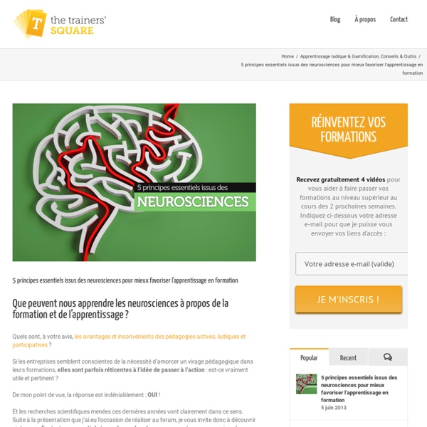 5 principes issus des neurosciences pour favoriser l'apprentissage en formation