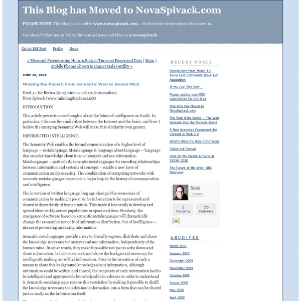 Minding the Planet: From Semantic Web to Global Mind