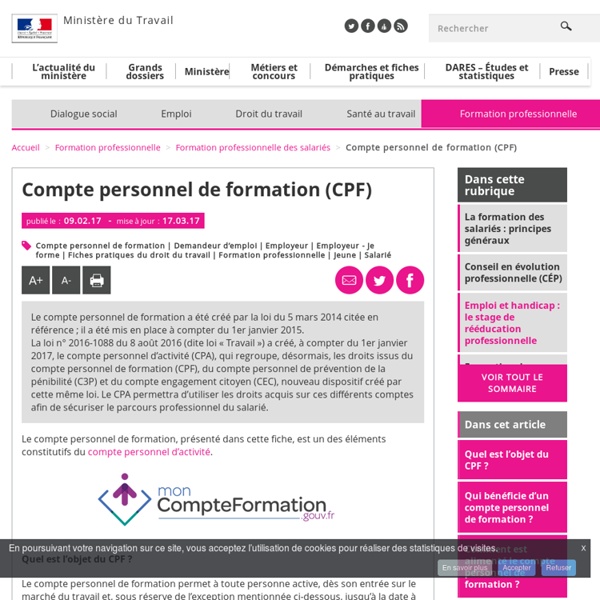 Compte personnel de formation (CPF) - Formation professionnelle des salariés