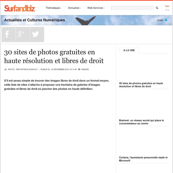 30 sites de photos gratuites en haute résolution et libres de droit