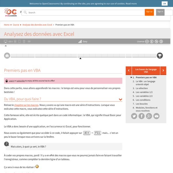 Premiers pas en VBA - Analysez des données avec Excel