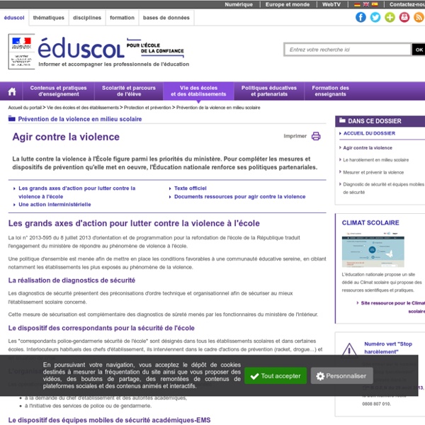 Prévention de la violence en milieu scolaire - Agir contre la violence