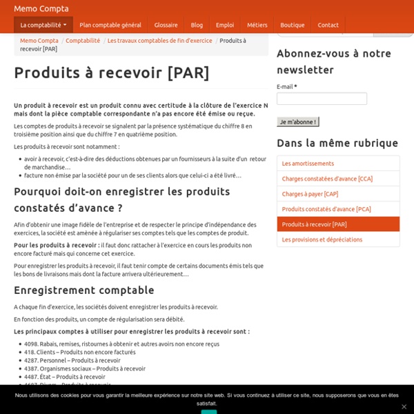 Produits à recevoir [PAR]