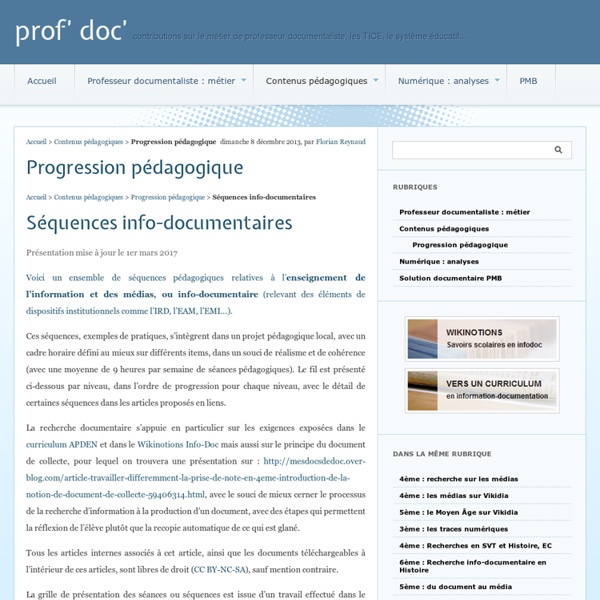 Progression pédagogique - prof' doc'