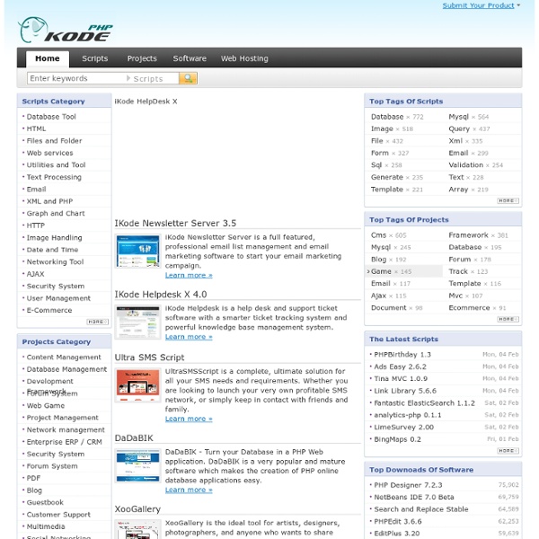Free PHP Script, Project, Software, Tip & Tutorial on PHPKode.com