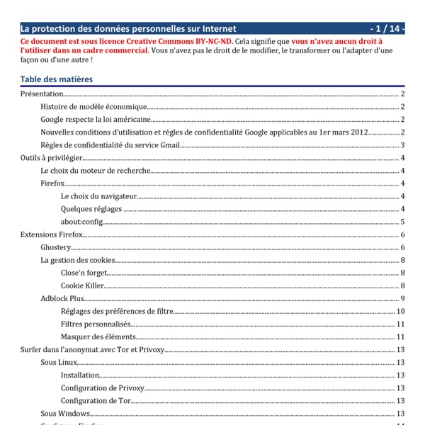 Protection des données personnelles sur Internet