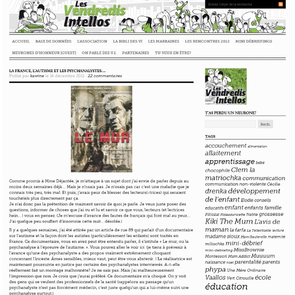 La France, l’autisme et les psychanalystes….