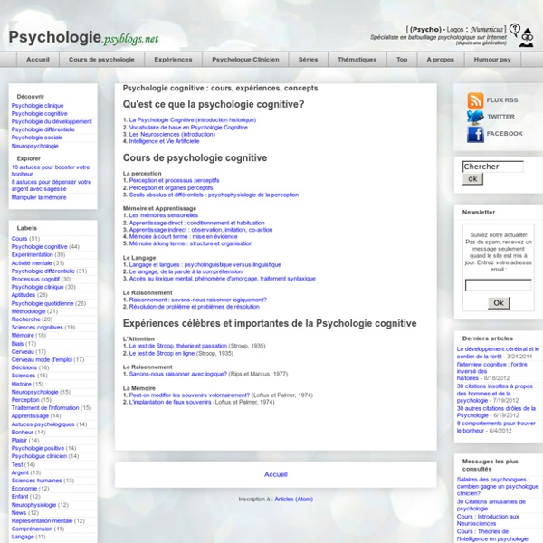 Psychologie Cognitive - Psychoweb