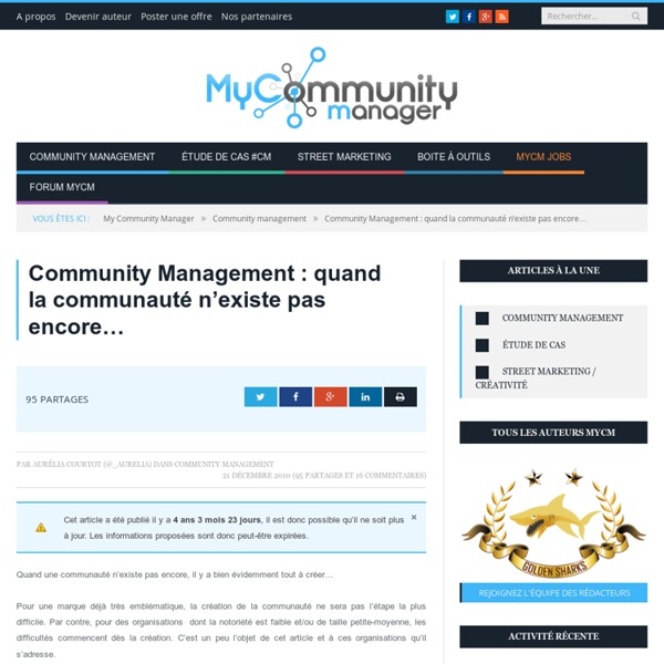 #CM : Quand la communauté n'existe pas encore...