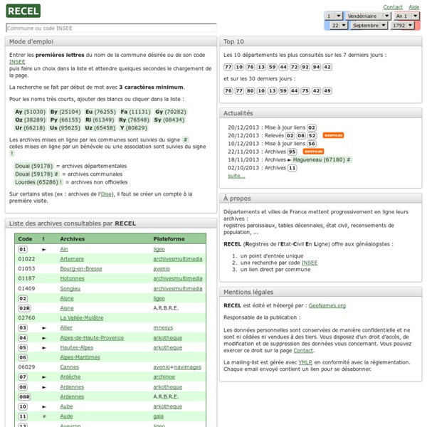 RECEL: Registres de l'Etat-Civil En Ligne