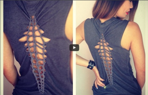 D.I.Y T-Shirt Reconstruction: Cut Up Back (2 Weave Pattern)