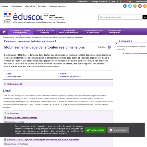 Programme, ressources et évaluation - Mobiliser le langage dans toutes ses dimensions