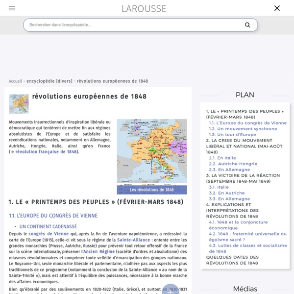 Les révolutions européens de 1848 - dictionnaire Larousse