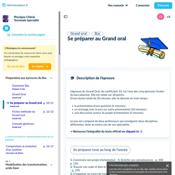 Se préparer au Grand oral en physique-chimie