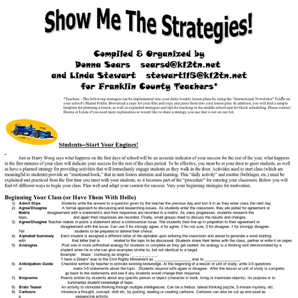 Show Me the Strategies