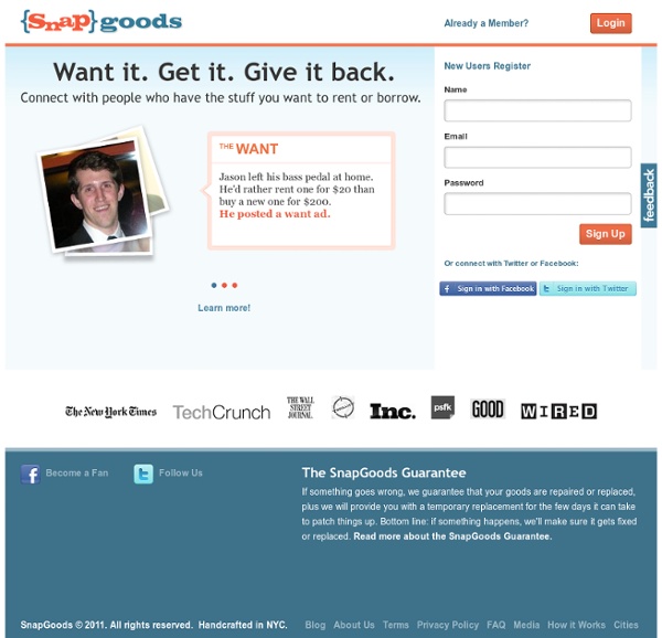 SnapGoods - Borrow or Rent the Stuff You Want Safely and Easily