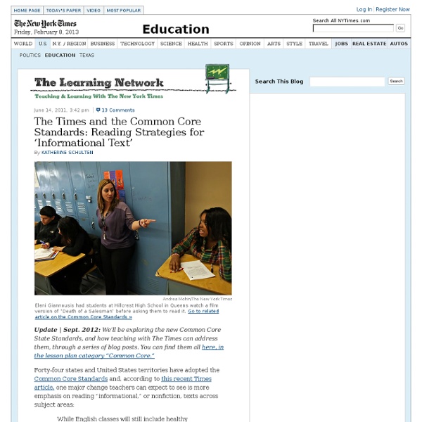 The Times and the Common Core Standards: Reading Strategies for 'Informational Text'