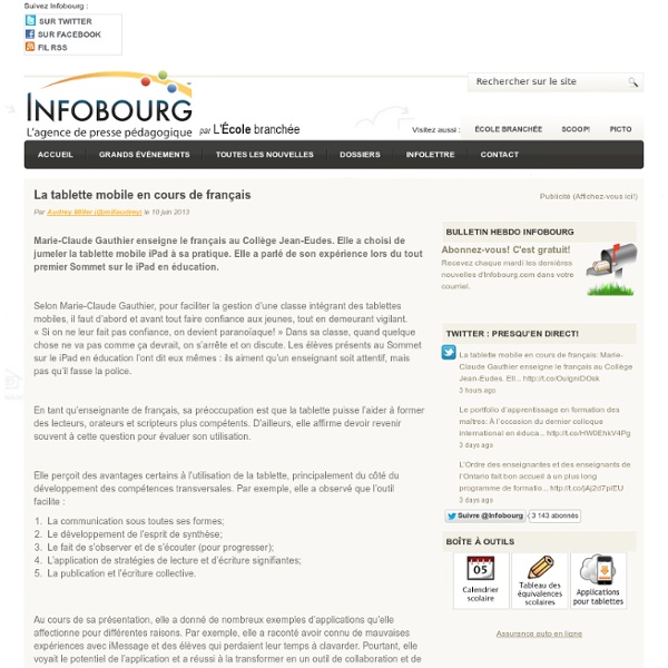 La tablette mobile en cours de français