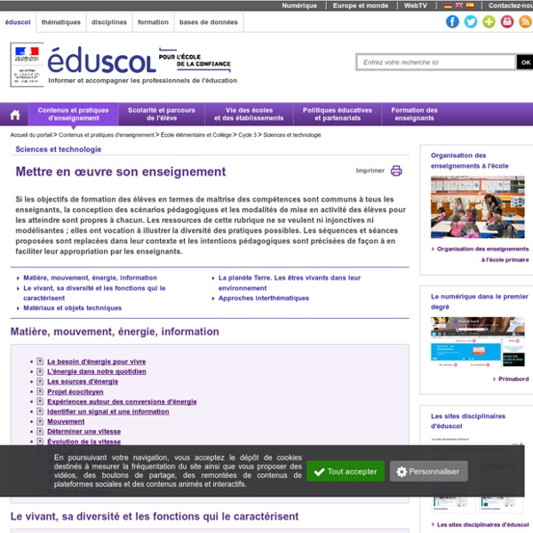Sciences et technologie - Mettre en oeuvre son enseignement en ST C3