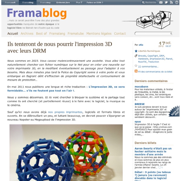 Ils tenteront de nous pourrir l'impression 3D avec leurs DRM