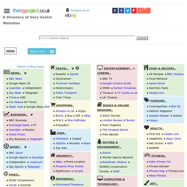 TheBigProject - Startpage with links to the best UK websites