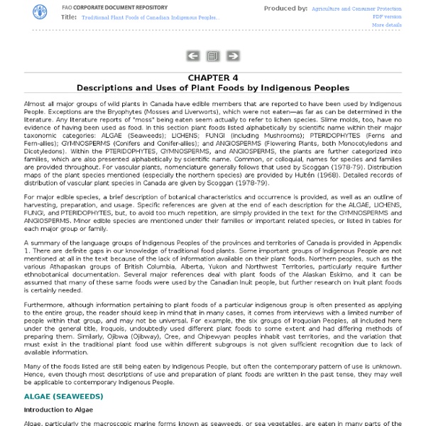 Traditional Plant Foods of canadian indigenous peoples, Nutrition, Botany and Use