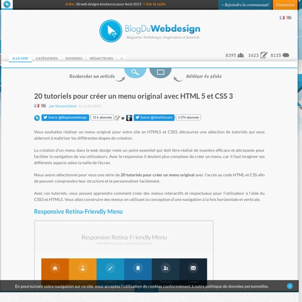 20 tutoriels pour créer un menu original avec HTML 5 et CSS 3 - ressources