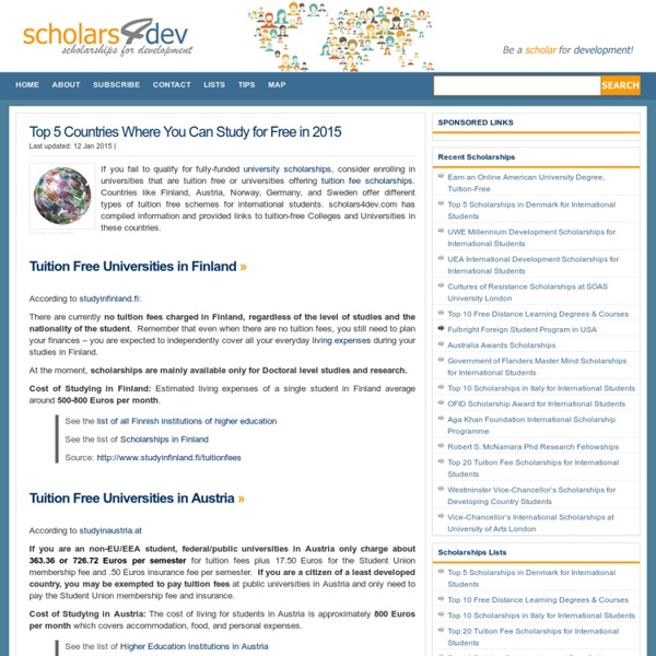 Tuition-Free Universities and Colleges for International Students