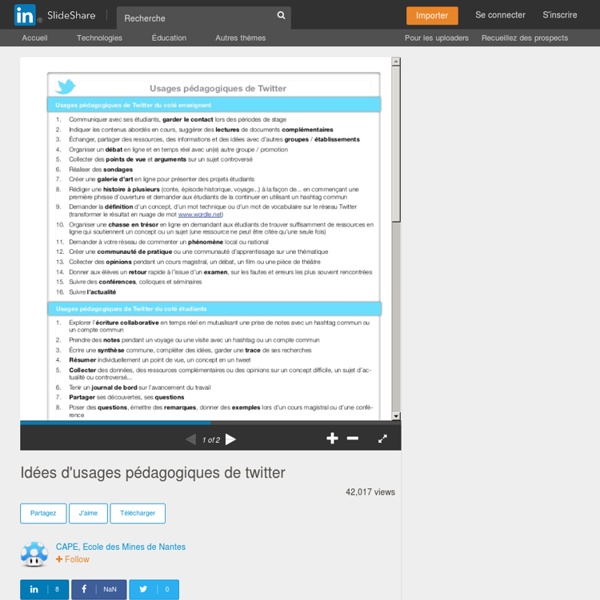 Idées d'usages pédagogiques de twitter