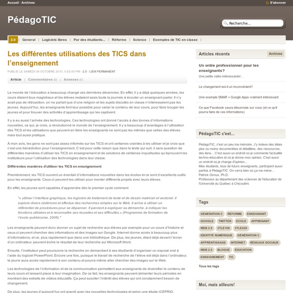 Les différentes utilisations des TICS dans l’enseignement