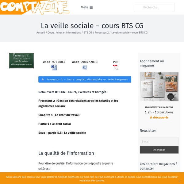 La veille sociale - cours BTS CG