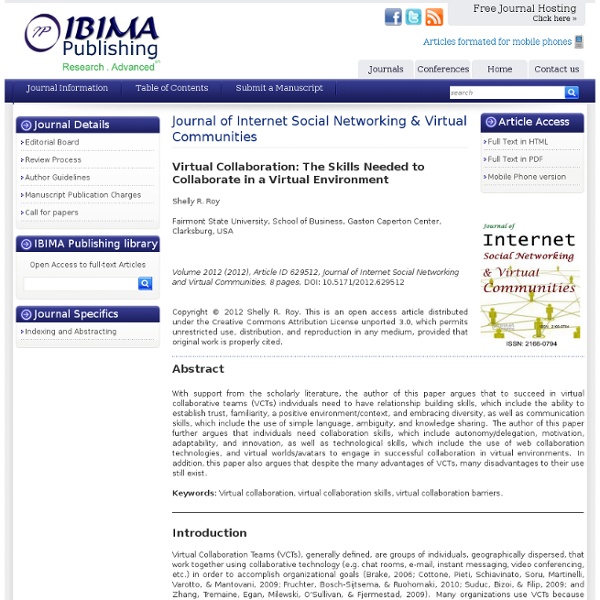 Virtual Collaboration: The Skills Needed to Collaborate in a Virtual Environment