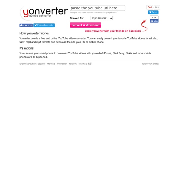 Yonverter - Convertir des vidéos YouTube vers le format avi ou mp3 et téléchargez-les en ligne!