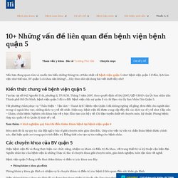 10+ Những vấn đề liên quan đến bệnh viện bệnh quận 5