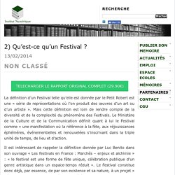 2) Qu’est-ce qu’un Festival ?