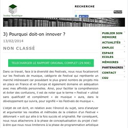 3) Pourquoi doit-on innover ?