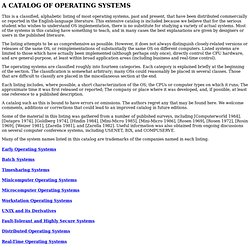 A Catalog of Operating Systems