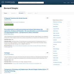 Papers in Bernard Stiegler