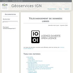 Accéder au téléchargement des données libres IGN