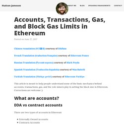 Accounts, Transactions, Gas, and Block Gas Limits in Ethereum