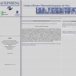 CEPHEN - Centre d'Etudes Phénoménologiques de Nice