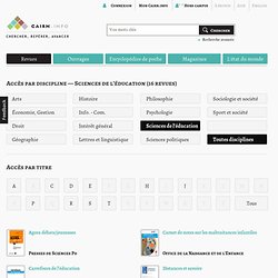 RUB. SITE + RSS CAIRN.INFO : Revues en Sciences de l’éducation